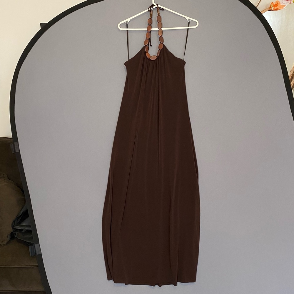 Chocolate Brown Dress w/ Beaded Halter